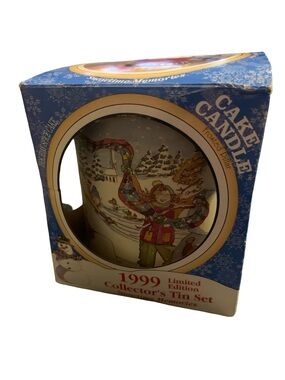 Vtg Hearth & Home 1999 Cake Candle Snow time Memories Collector Tin Set